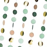 Runde Papier Girlande Waldgrüne Party Deko 3 Stück 4m Glitzer Kreis Banner Hängende Deko Für Geburtstage Karneval Hochzeiten Jubiläen