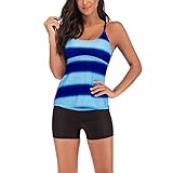 Webuyii Tankini-Badeanzug-Set für Damen, mit Blumenmuster, gepolstert, Übergröße, Größe S-5XL, blau, XXL