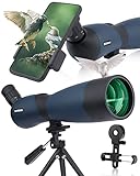 25-75x70 HD Spektiv Sportschützen mit Stativ- und Smartphone-Adapter, Zoom Bak4 Prism FMC Lens 45-Grad-abgewinkelte Teleskop für Vogelbeobachtung Wildlife Scenery Jagd Wildtiere Stargazing (GREENA)