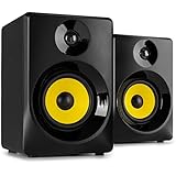 Vonyx SMN30B - Studio Monitor, Aktiv Lautsprecher Set, 60 Watt, 3 Zoll Studiolautsprecher Set, DJ Monitor Speakers, Abhörmonitor, Studiomonitor, PC Lautsprecher, Home Studio Boxen Aktiv, Schwarz