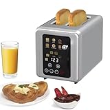 2-Scheiben-Langschlitz-Toaster – Touchpanel – Digitaler Timer aus Edelstahl – 6 Bräunungsstufen – Hebel for Anheben – Aufwärmen, Auftauen, Ton ausschalten