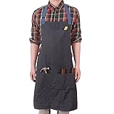 Arbeitsschürze Herren,Robuste Werkzeugschürze für Männer, Arbeitsschürze mit 6 Werkzeugtaschen für Küche, Garten, Keramik, Werkstatt, Garage und mehr