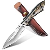 Moontay Outdoor Messer Survival, Jagdmesser Feststehende Klinge aus 5CR15 Stahl, Full Tang Bushcraft Messer mit Scheide, Camping Outdoormesser, Geschenke für Männer