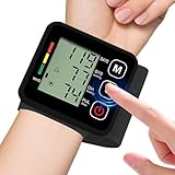 Blutdruckmessgerät,Blutdruckmessgerät handgelenk,Herzfrequenz Hypertonie Monitor,mit Memory-Funktion,Präzise Blutdruck und Pulsmessung,tragbar und einfach zu bedienen,Einstellbare Manschette (schwarz)