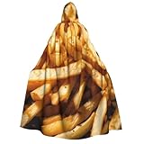 DUWAA Fast-Food-Druck Kapuzenmantel Halloween Cosplay Kostüm Robe Umhang Zauberer Rabe Cosplay Kostüm