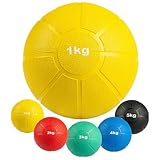 Matchu Sports | Medizinball | Medicine Ball | Vollgummi | Durchmesser 19 cm | 1KG | Gelb