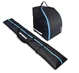 Extrasen Skitasche Set Skisack Und Skischuhtasche Für Schuhe und Helm Ski Tasche Länge 180 cm Wasserdicht Reißfest Robust Reißverschlüsse Blau
