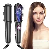 Unipampa Glättbürste Keramik, Professioneller Glätteisen & Haarbürste, Haarglätter Bürste 9 Temperaturen, Ionen Haarglätterbürste, Schnelles Aufheizen, 140-220℃, LCD-Display, Anti-Verbrühungs