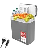 TZS First Austria elektrische Kühlbox 24 Liter | 12 Volt & 230 Volt Anschluss | mit 12-V-Stecker fürs Auto | für Camping, Festivals & Reisen | mit Kühl- und Warmhaltefunktion | grau