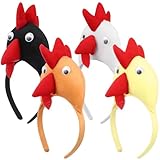 NOLITOY 4 x Huhn-Stirnband, Hahn-Haarreifen, Plüschtier-Haarbänder für Osterpartys und Feiern (zufällige Farbe)