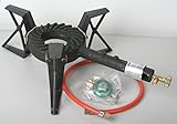 Hockerkocher (Gas) mit 3 Beinen - 7,5 kW / mit Schlauch und Regler