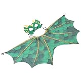 YARNOW Dinosaurier Halloween Kostümset Cosplay Umhang mit Flügeln Grün für Bühnenauftritte und Kostümparty