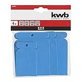 kwb Kunststoffspachtel 4er Set/Kit-Spachtel für Füllmasse, Spachtelmasse, geeignet für Karosserie-Reperatur am Auto, Japan-Spachtel, Breiten 50 80 100 und 120 mm