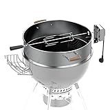 Universal Edelstahl 57,1 cm Kugelgrill Drehspieß Kit-Drehspieß/Spießmotor/SUS304 Fleischgabeln/Griffe/Kugel-Werkzeughalter für Weber/Napoleon/Kingsford 55,9 cm Kugelkohle-Grills