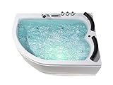 XXL Whirlpool Badewanne Palermo RECHTS Doppelwanne mit 15 Massage Düsen LED Unterwasser Beleuchtung Licht Wasserfall große Doppel Eckwanne Hot Tub Spa indoor innen günstig