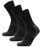 HIYATO Wintersocken Herren & Damen - Gepolstert, 60% Merinowolle Wandersocken, Thermosocken - 3 Paar für Trekking, Outdoor und Sport (39-42, 3 Paar | Schwarz)