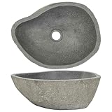 vidaXL Waschbecken Flussstein Oval (37-46) x(29-36) cm