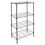 Drahtregal mit 4 Ebenen, schwarz, mit verstellbaren Regalen, 122 x 60 x 35 cm, freistehendes Aufbewahrungsregal für Garage, Küche, Organisation, stabiler Metallschrank mit Nivellierfüßen