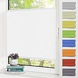 Zarnan Plissee ohne Bohren Klemmfix,Weiß 85x130cm(BxH),Plisseerollos Faltrollo mit Klemmträger easyfix,Jalousie Sichtschutz und Sonnenschutz Rollo für Fenster & Tür