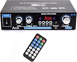 WOOPKER AK35 HiFi-Verstärker, Bluetooth 5.0 Mini Verstärker HiFi Stereo Heimkino Stereo av Receiver Höhen und Bässe mit USB/RCA/MIC/FM