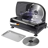 Sommertal Allesschneider AS190 DUAL 200W Edelstahlmesser mit Wellenschliff und glatten Schliff, platzsparend, elektrische Schneidemaschine Brotschneidemaschine, Profi Aufschnittmaschine Modern 0-15mm