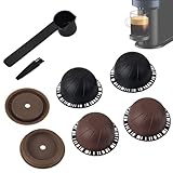 4 Stück Wiederverwendbare Kaffeekapseln, aus lebensmittelechtem PP-Material, Kapseln Wiederbefüllbar, Kaffeezubehör mit 2 Silikondeckel, 1 Löffel, 1 Bürste