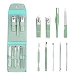 MUNZE Maniküre Set 9-Teilig – Professionelles Nagelset Und Pediküre Set Für Damen Und Herren, Nageletui – Grün,Taschenformat, Tragbar, Ideal Für Reisen, Heimgebrauch.