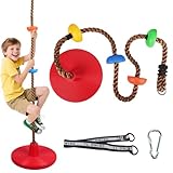 Tellerschaukel außen, Kinderkletterschaukel, Kletterseil und Kinderschaukel mit Plattform, trägt bis zu 150 kg, Baumschaukel-Set mit Verbindungsgurt und Karabiner, innen/außen