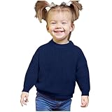 AYSDSKI Strickpullover Mädchen Jungen Einfarbig Strick Oberteil Rundhals Pullover Kinder Langarm Strickpulli Autumn Winter Unterhemd Lässige Sweaters Basic Pulli 3Monate-7Jahre