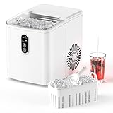 Eiswürfelmaschine, 6-8 Min Schnell Eiswürfel, 9 Stück pro Charge, 12 kg/Tag, Selbstreinigend, Kompakt für Küche/Party/Reisen, 1.2L Wassertank, 1.0L Eisbehälter (60-80 Würfel)