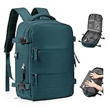 bergsalz Reiserucksack für Damen und Herren, Handgepäck-Rucksack für Reisen im Flugzeug, persönliche Gegenstände, Reisetasche, Laptop-Rucksäcke, Pfauenblau, Vacuum (without pump)