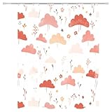 Duschvorhang Rot 240x200 Duschvorhang mit Gewicht Waschbar Duschvorhänge, Duschrollo Wasserdicht Polyester Stoff Shower Curtains, Badevorhänge mit Duschvorhangringe für Badezimmer, Badewanne 5-1052