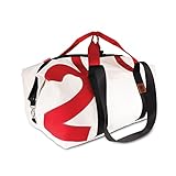 360° Grad Kutter XL Reisetasche XL, Weekender, Segeltuch-Tasche, unisex, weiß, Zahl rot, Gurt rot/schwarz