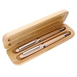 MPM Quality Holzkugelschreiber und Mikrobleistift in Bambus-Box, umweltfreundlich, elegant, Holz/Metall-Stift, Holz/Metall-Druckbleistift, Holzkiste, blaue Tinte
