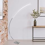 MeLiTec LED Stehleuchte ST26-1 - Nickel-Matt, Dimmbar, Warmweißes Licht 3000K, Hochwertige Farbwiedergabe Ra  90, Moderne Design-Lampe mit 1100 Lumen für Wohnräume