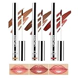 Gireatick Peel Off Lipliner Stain, 3 STÜCKE Lipliner Peel Off Tattoo Lipliner Mit Mattem Finish, Wasserfest, übertragungsfest, Hochpigmentierte Farbe (Hellbraun/Dunkelbraun/Burgunderrot) (A, 3PCS)