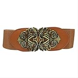 XRHYJK Gürtel für Damen Kleid Retro-Stil Weibliche Kunststoff-Taillendichtung Goldfarbene Schnalle Palace Damen-Taillendichtung Breiter Taillengürtel Wilde Dekorative Gürtel Orange