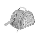 HEMOTON Hamster Reisetasche Kleine Haustier Transporttasche Hamster Transportbox Reisetasche Für Kleine Kätzchen Atmungsaktive Schultertasche Hellgrau