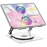 Cuade Laptop-Ständer, zusammenklappbar, Laptop-Ständer für den Schreibtisch, 360 Grad drehbar, verstellbarer Tablet-Ständer Kühlventilator