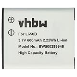 vhbw Akku Ersatz für Ricoh DB-100, LB-050, DB-110, DB-L110 für Kamera (600 mAh, 3,7 V, Li-Ion)