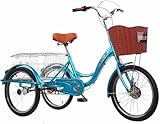 Kcolic 20 Zoll Dreirad Für Erwachsene, 3-Rad-Lastenfahrräder, Dreirad Für Erwachsene, Dreirad Beachcruiser Fahrrad, Cruise Trike Mit Großem Einkaufskorb B,20in