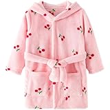 Keuyeo Kinder-Bademantel Kapuze Aus Flanell, Cartoon-Kirsch-Dinosaurier-Muster, Lässige Nachtwäsche, Weicher Fleece-Bademantel Für Jungen Und Mädchen