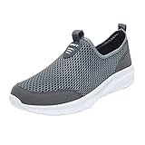 Herren-Schlupfschuhe, Netzstoff, atmungsaktiv, leicht, Laufschuhe, Tennisschuhe, weich, bequem, Fitnessstudio, Workout, orthopädische Sneaker, bequem, lässig, Wandern, Trekking, grau, 40 2/3 EU