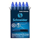 Schneider 185403 Rollerpatrone One Change (für Tintenroller One Change, 1x 5 Stück, dokumentenecht, nicht löschbar) blau