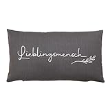 Bada Bing Deko Kissen Lieblingsmensch in grau - Design mit Spruch - hochwertiges Wendekissen mit Bezug aus Baumwolle Reißverschluss - Sofakissen Kuschelkissen 30 x 50 cm mit Füllung Geschenk