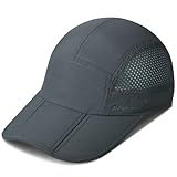 Folding Running Man Hat,Visors Sport Cap Summer Mesh Breathable Waterproof Trucker Hat Women Baseball Cap Hiking Quick-Drying Hat with 3.54in Brim 19-24in Adjustable Unisex Hat 63g Deep Gray JQ53