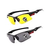 QKEPCY 2 Stück Sport Sonnenbrille Nachtfahrbrille für Damen und Herren Blendfreie Nachtsichtbrille Fahrradbrillen Radsportbrille mit UV400 Schutz zum Sport Autofahren Radfahren Angeln