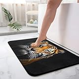 Badematte rutschfest 50X80Cm Der Heftige Tiger Eckig Mikrofaser Badematte,Badezimmerteppich Absorbent Weicher Badteppich, Dichter Hochflor,Washable for Bathroom,Fußmatte, Haustiermatte