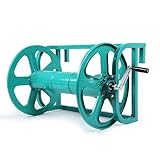 Robuste Metall-Schlauchtrommel, manuelle Handkurbel, Gartenschlauchwickler, 300 m Kapazität, Wandhalterung und LKW-kompatibel, langlebiger Schlauchaufbewahrungswagen für Bauernhof und Autowäsche
