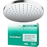 hansgrohe Vernis Blend - Kopfbrause, runde Duschbrause (205 mm), Regendusche mit 1 Strahlart für Wand- oder Deckenmontage, Brausekopf mit Antikalk-Funktion, Chrom, 26271000